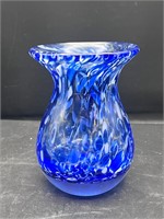 Murano Style Vase Millefiori Cobalt Blue Art Glass