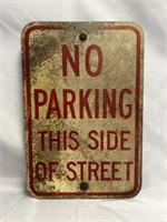 VINTAGE METAL NO PARKING STREET SIGN 12x18"