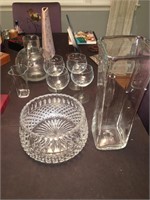 SimonPearce Vase and misc glass on table