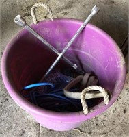 Bucket lot with extension cord, tow strap, 4 way