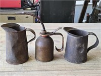 Lot of 3 Antique Metal Oil Cans