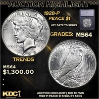 ***Auction Highlight*** 1928-p Peace Dollar $1 Gra