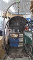 Wicker Style Swing on Stand, Chair w/Cup Holders