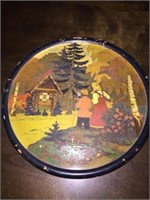 VINTAGE WOOD CARVED AND HAND PAINTED COTTAGE SCENE