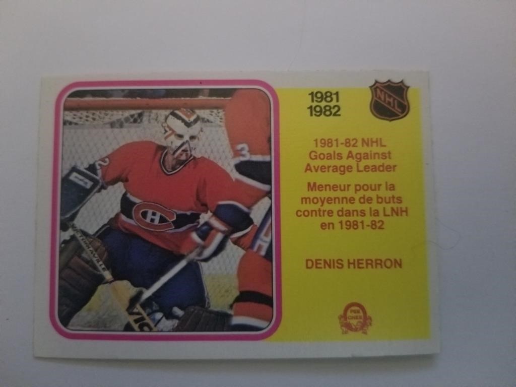 1982 OPC Goals against leader Denis Herron