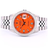 Rolex DateJust SS Orange Lume Index 36 Watch