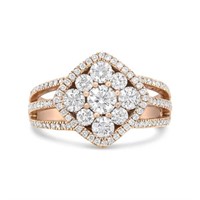 18K Rose Gold Diamond Halo Ring