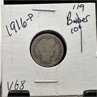 1916 BARBER SILVER DIME