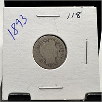 1893 BARBER SILVER DIME