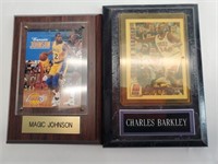 2 Mounted Basketball Cards - Barkley & Magic