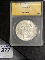 Graded 1900-0 Morgan Silver Dollar MS-64