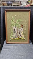 Squirrel Crewel Framed 21" x 15"