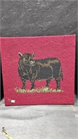 Cow Needlepoint Unframed 15" x15"