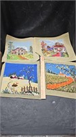 4 Seasons Unframed Needlepoint Pictures