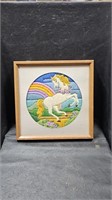 Unicorn Framed Crewel 14" x 14