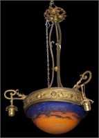 Muller Fres Luneville Art Glass Light Fixture.