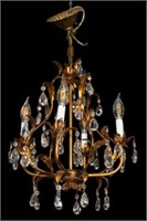 Gilded Metal Tole Type Small Chandelier.