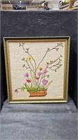 Flowers Framed Needlepoint 17' x 16"