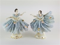 PAIR OF DRESDEN LACE FIGURINES DANCERS