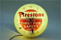 FIRESTONE FIRST FOR SAFETY LIGHTED WALL CLOCK