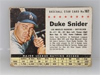 1961 Post Cereal Baseball Star Duke Snider #167