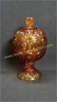 Vintage Amber Glass Lidded Candy Jar