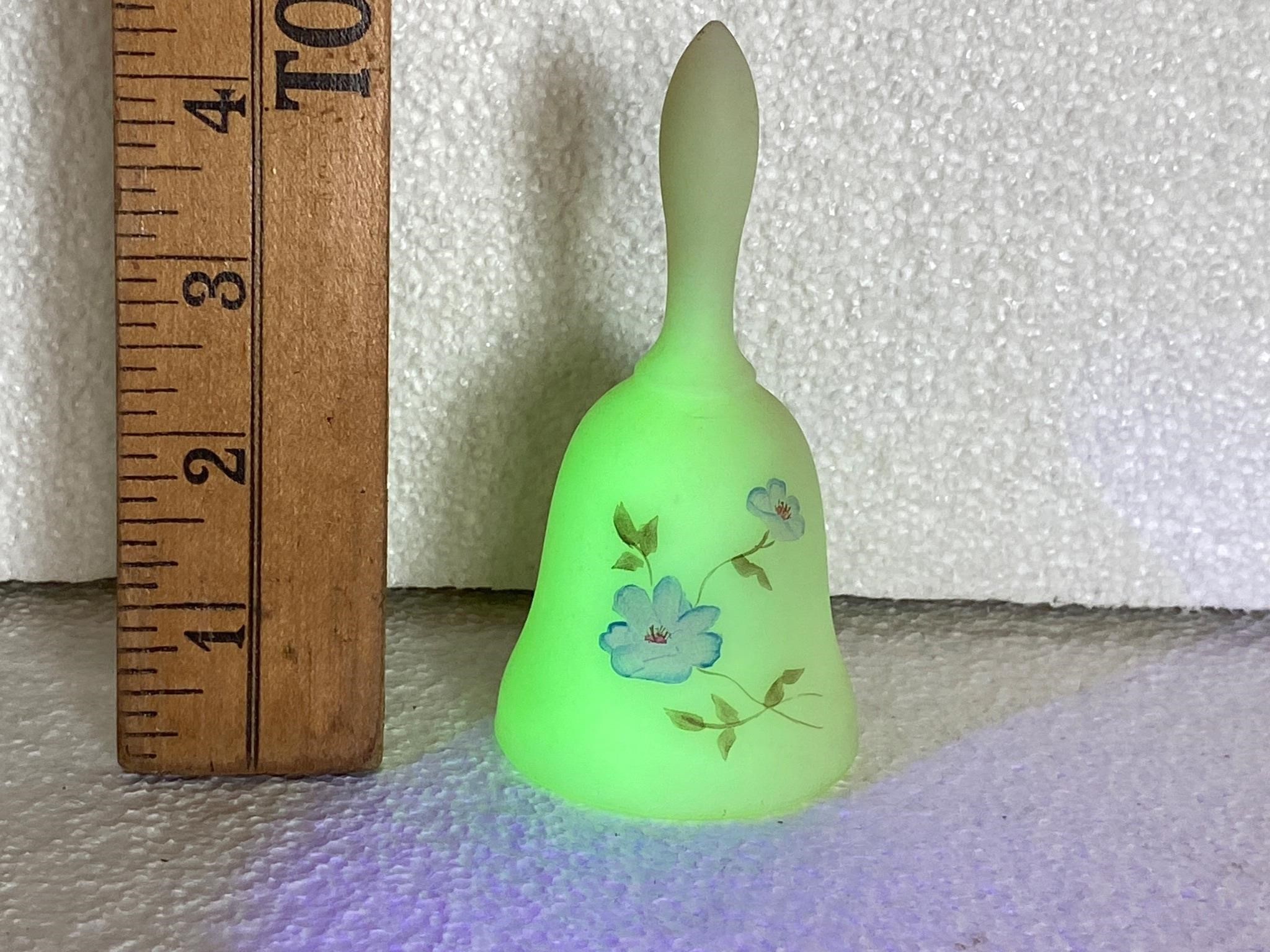 Fenton Uranium Glass Signed Bell