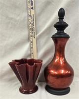 Antique Fenton Mandarin Red Vase & More