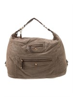 Tod's Green Metallic Canvas Gold-tone Zip Cls Hobo