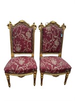 2 ORNATE CARVED FRENCH GOLD CHAIRS