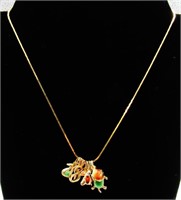 14K Gold 18" Necklace w/7 14K Charms 13.4 Gr TW