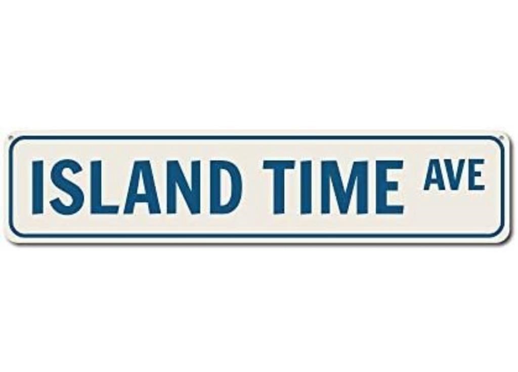 (2-Pack) New Metal Tin Sign Island Time Ave Sign