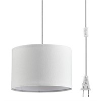 KENMI Hanging Pendant Light with Plug in Cord(Whit