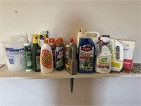 Assortment of outdoors/gardening sprays and items