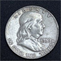 1959-D Franklin Silver Half Dollar