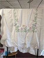 Cross Stitched Tablecloth 82 x 56"