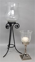 (2) Decorative Glass & Metal Candle Holders
