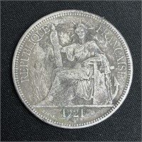 1921 Indochina 27 gram Silver Piastre De Commerce