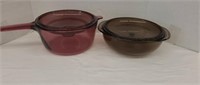 Pyrex baking dish 8 1/4 in
Glass pot 8 in across