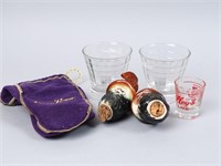2-Crown Royal Glasses, Ezra Brooks Stoppers & More