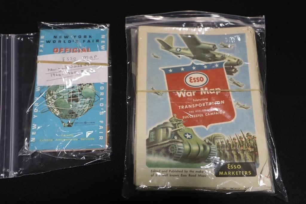 Esso war map and NY Worlds Fair 1964-65 maps