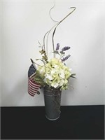 9-in metal vase/floral Memorial day decor