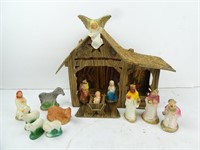 Complete Vintage Nativity Set - Manger Holy