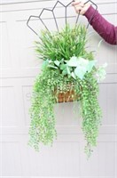 Artificial Floral Greenery Hanging Metal Basket