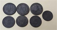 (7) Nazi Reichspfennig Coins