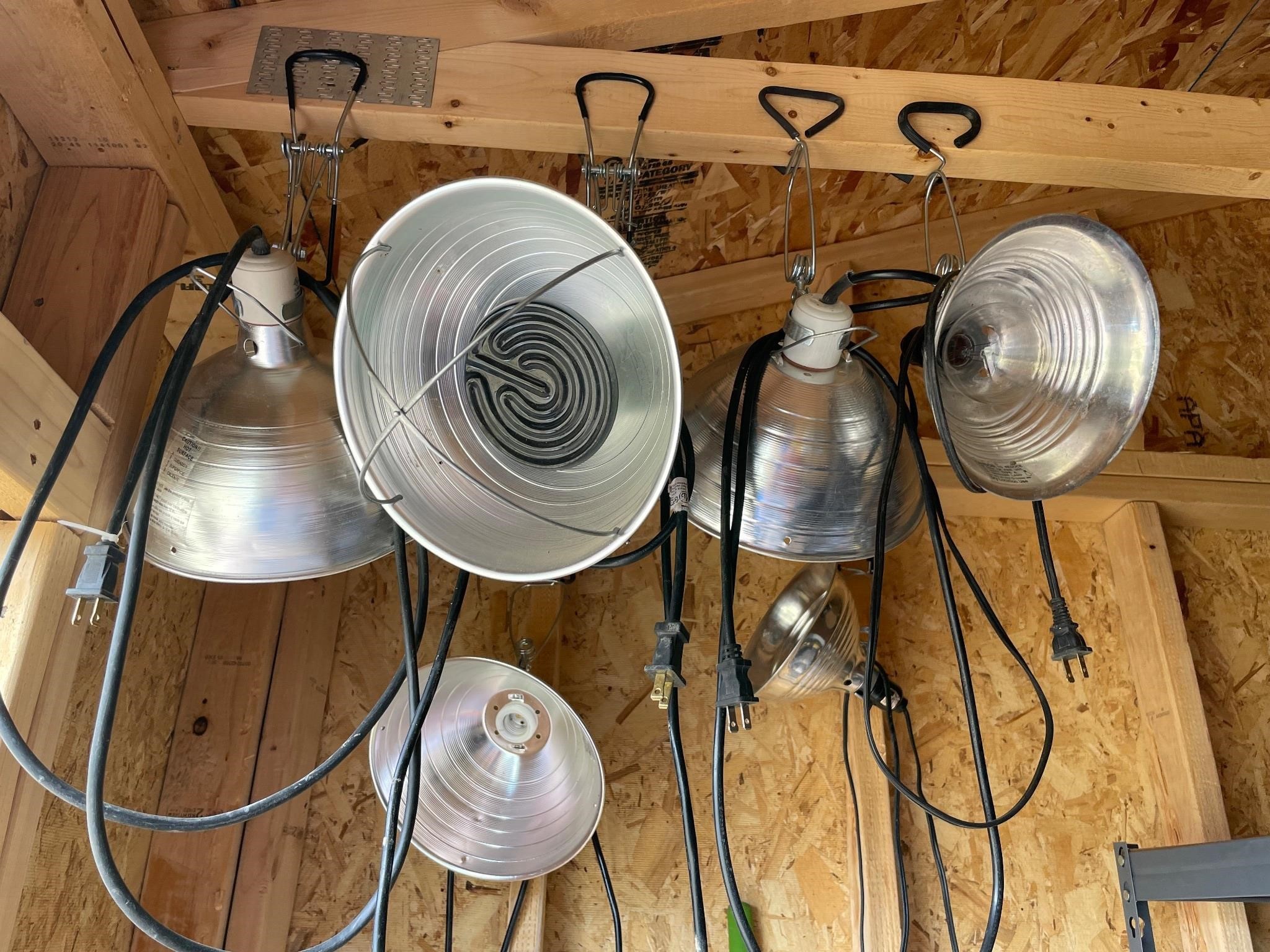 Silver shop lights with hangers