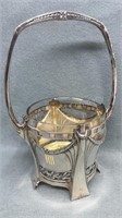 800 Sterling 9in Basket w/Glass Inserted
