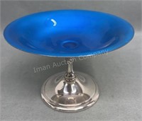5in Fancy Blue Cased Silver Plate Stand by Reed &