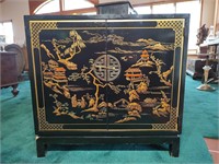Vintage HP Black Lacquer Chinoiserie Cabinet