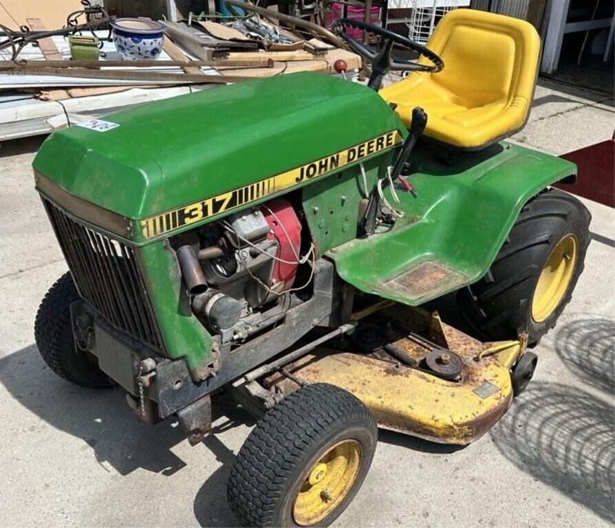 John Deere 317 Garden Tractor w/48" Belly Mower.